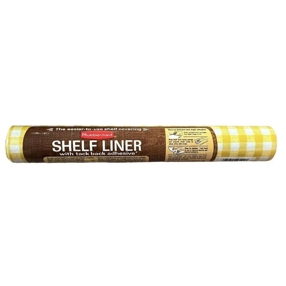 1980 Vintage Rubbermaid Shelf Liner Yellow Gingham Check NEW 10’ Roll NIP